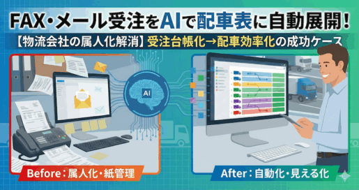 FAX・メール受注がAIで配車表に自動展開するイメージ